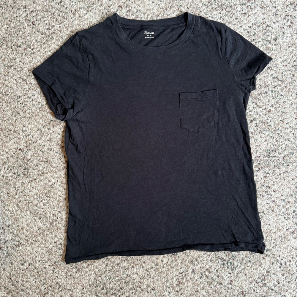 Madewell Black Short Sleeve Basic Pocket Tee Women’s Size Medium